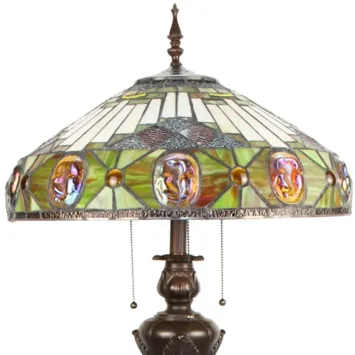 Tiffany Vloerlamp 6292 - 166 cm Beige Geel Glas Rond