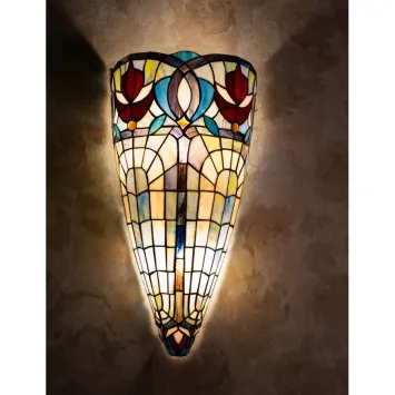 Wandlamp Tiffany 6143 - 26x15x52 cm Blauw Glas