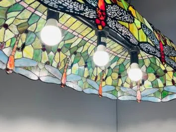 Tiffany pool- leestafellamp Dragonfly Green
