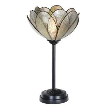 Tiffany slanke tafellamp zwart met Sparkling Pioenroos