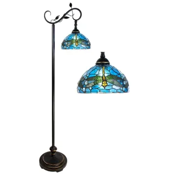 Tiffany Vloerlamp 6241 - 152 cm Blauw Bruin Glas Rond