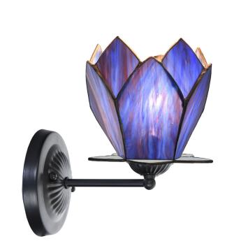 Tiffany wandlamp zwart met Blue Lotus