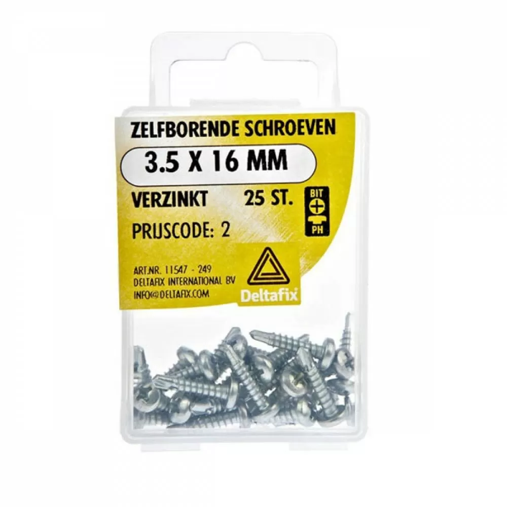 Deltafix Zelfborende Schroef Verzinkt 3.5x16mm Set 25st - De  Kampeerdiscounter