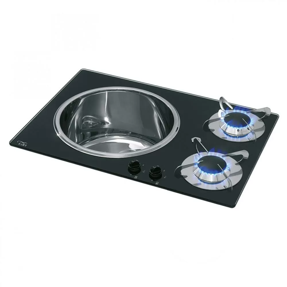 Can Kookplaat 2-Pits met Spoelbak Rechts PV1360 Crystal