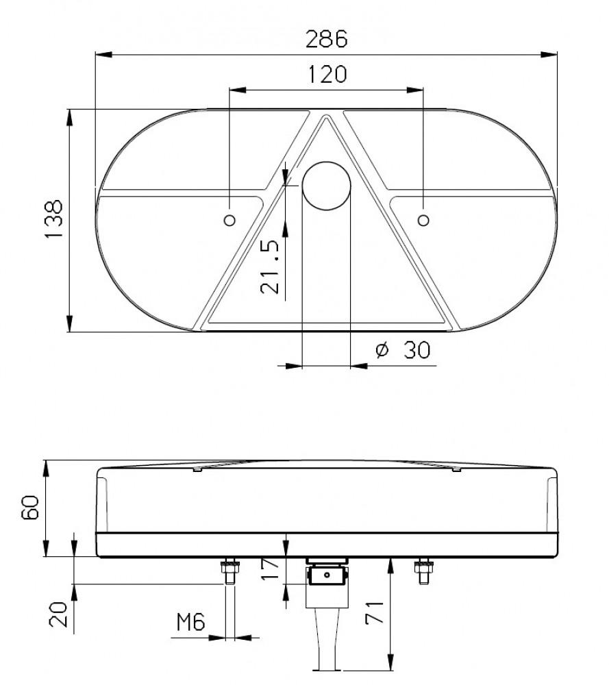 Jokon Achterlicht L610 Rem/ Knipper/ Kenteken/ Mist/ Achteruitrij/ Driehoek Reflector Opbouw Rechts