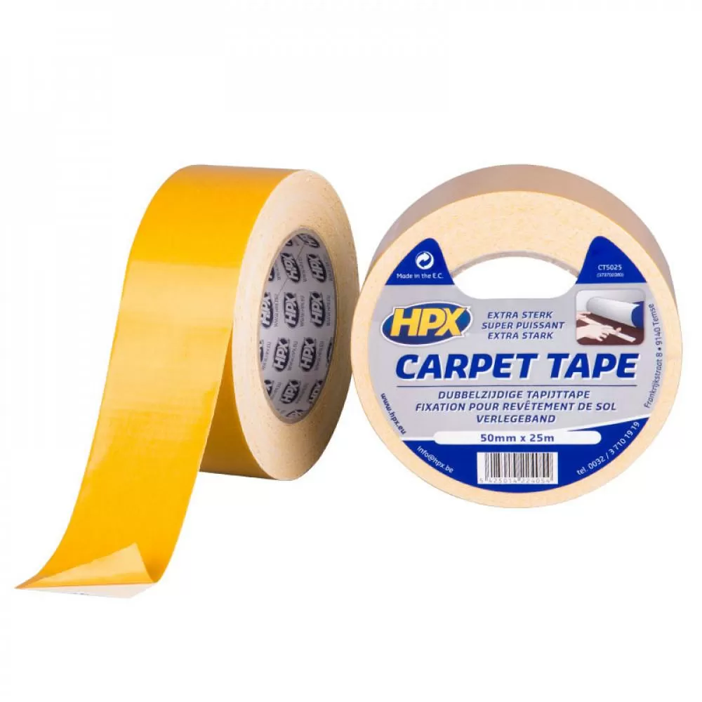 HPX Dubbelzijdig Tapijttape 25mtrx50mm Wit