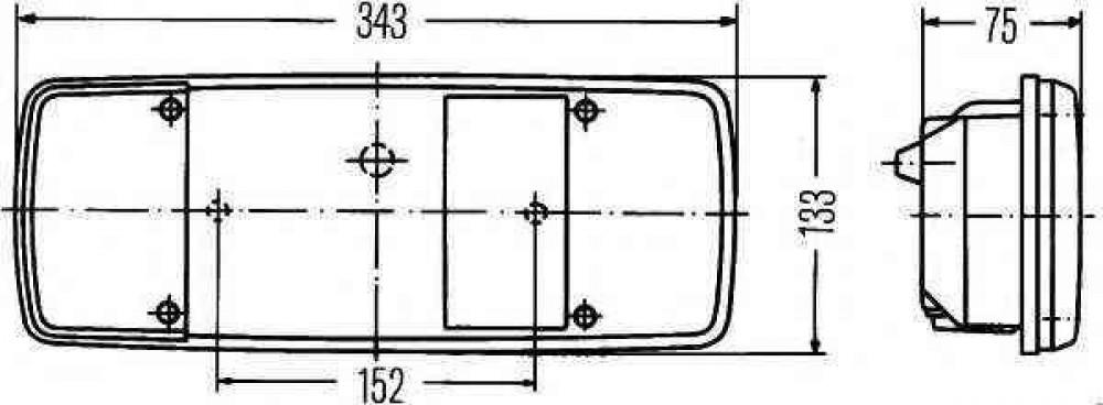 Hella Achterlicht Rem/ Knipper/ Mist/ Achteruitrij/ Reflector 5-Vaks Inbouw Rechts 12/24V