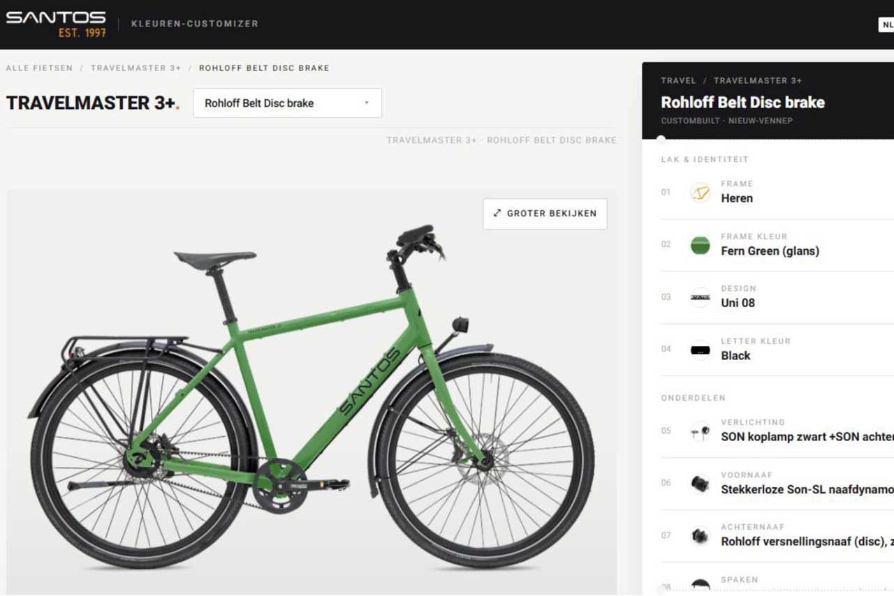 Santos Kleuren Customizer. Ontwerp jouw Santos bij Bikefeeling.