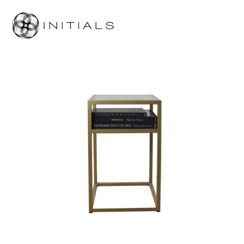 Bed Side Table Metro 2 Smoke Glass Iron Gold