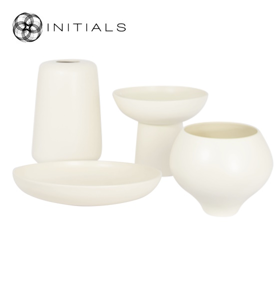 Vase Terre Bowl Foot Ceramic White