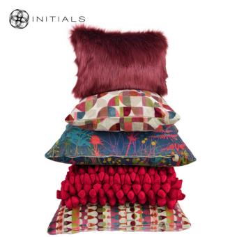 S/5 Cushions Eclectic Red