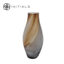 Vase Marbre Bellied Opal Black Brown Glass