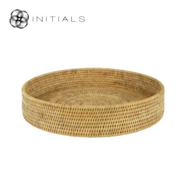 Tray Serving Burma Rattan Natural Round