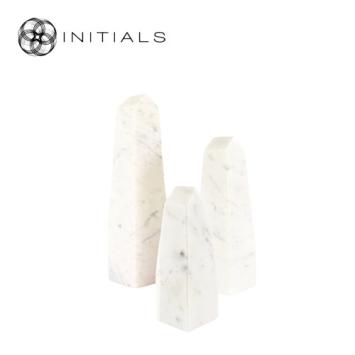 Set 3 pieces - Object Cave Obelisk Stoneware Marble White
