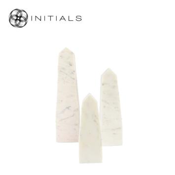 Set 3 pieces - Object Cave Obelisk Stoneware Marble White