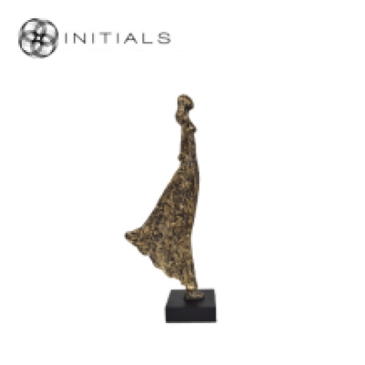 Standing Posing Lady Antique Polyresin Gold
