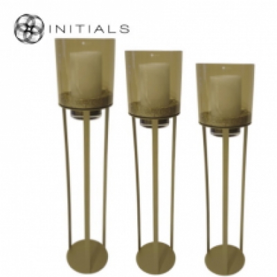 190-311-551 S/3 Hurricane Stand Open Frame Matt Gold & Topaz Glass