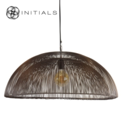 Hanging Lamp  Moire Dome Iron Wire Metallic Brown