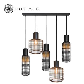 285-325- 015 S/5 Slim & Stout + Ceiling Cap Rectangular Black + Bulbs