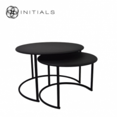 Set 2 pieces - NEW Coffee Table Iron Structure Matt Black With Connected Plate