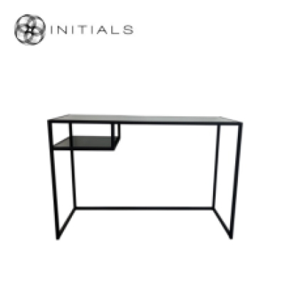 Desk | Side Table Broadway 2 Smoke Glass Iron Black