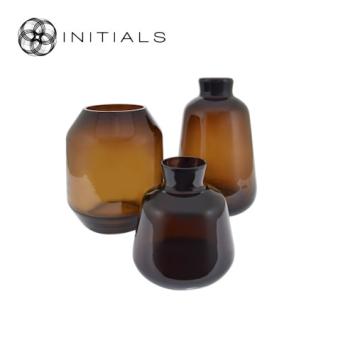 Vase Bottle Amber Brown Glass Low