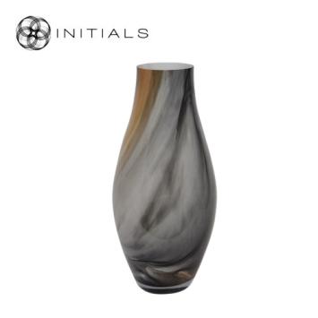 Vase Marbre Bellied Opal Black Brown Glass