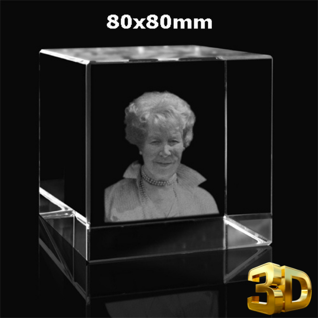 fotoglas kubus 80x80mm met 3D gravure.