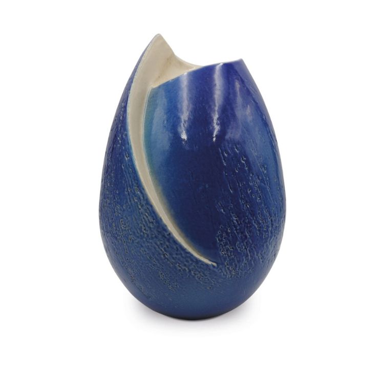 tulp urnament in Donkerblauw keramiek