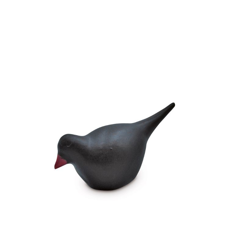 Vogel mini urn in zwart keramiek