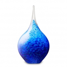 Druppel urn van glas kleur 19cm / Blauw-Wit-Opaak