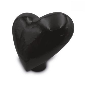 hart urnament op sokkel in Zwart keramiek