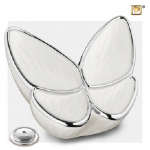 Butterfly urn met Parel-Witte vleugels A1042