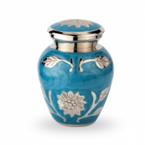 mini urn in blauw met parelmoer
