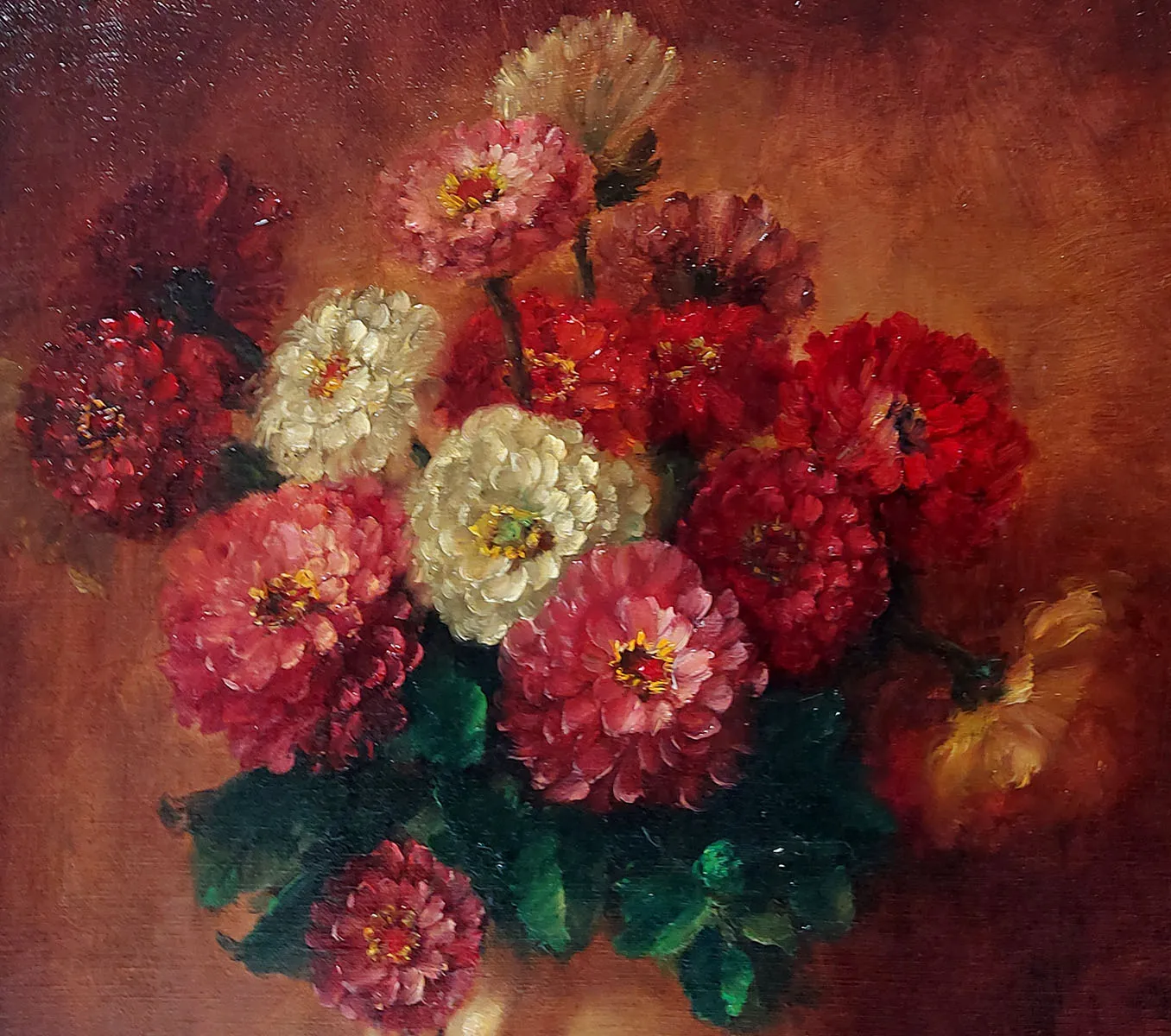 Peinture de fleurs du peintre belge E. Sanders