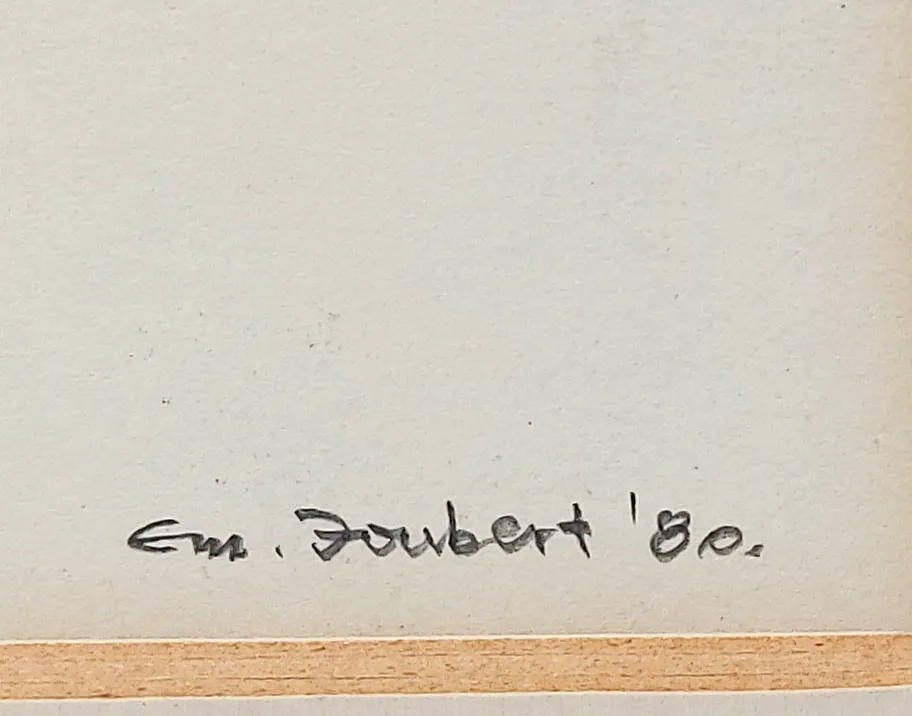 Tekening uit 1980, zittend naakte vrouw van Emiel Foubert