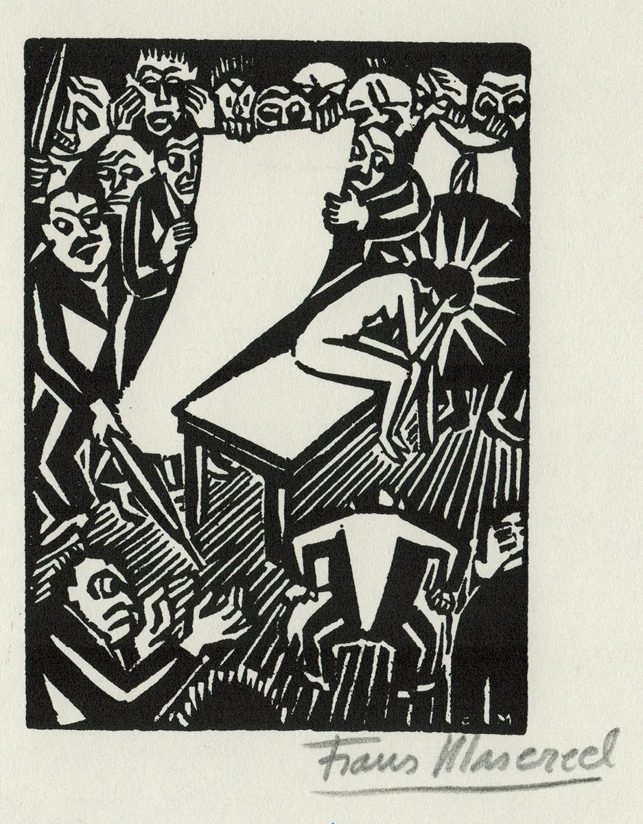 Houtsnede Gemaakt En Gesigneerd Door Frans Masereel Uit L id e houtsnede-gemaakt-en-gesigneerd-door-frans-masereel-uit-l-id-e