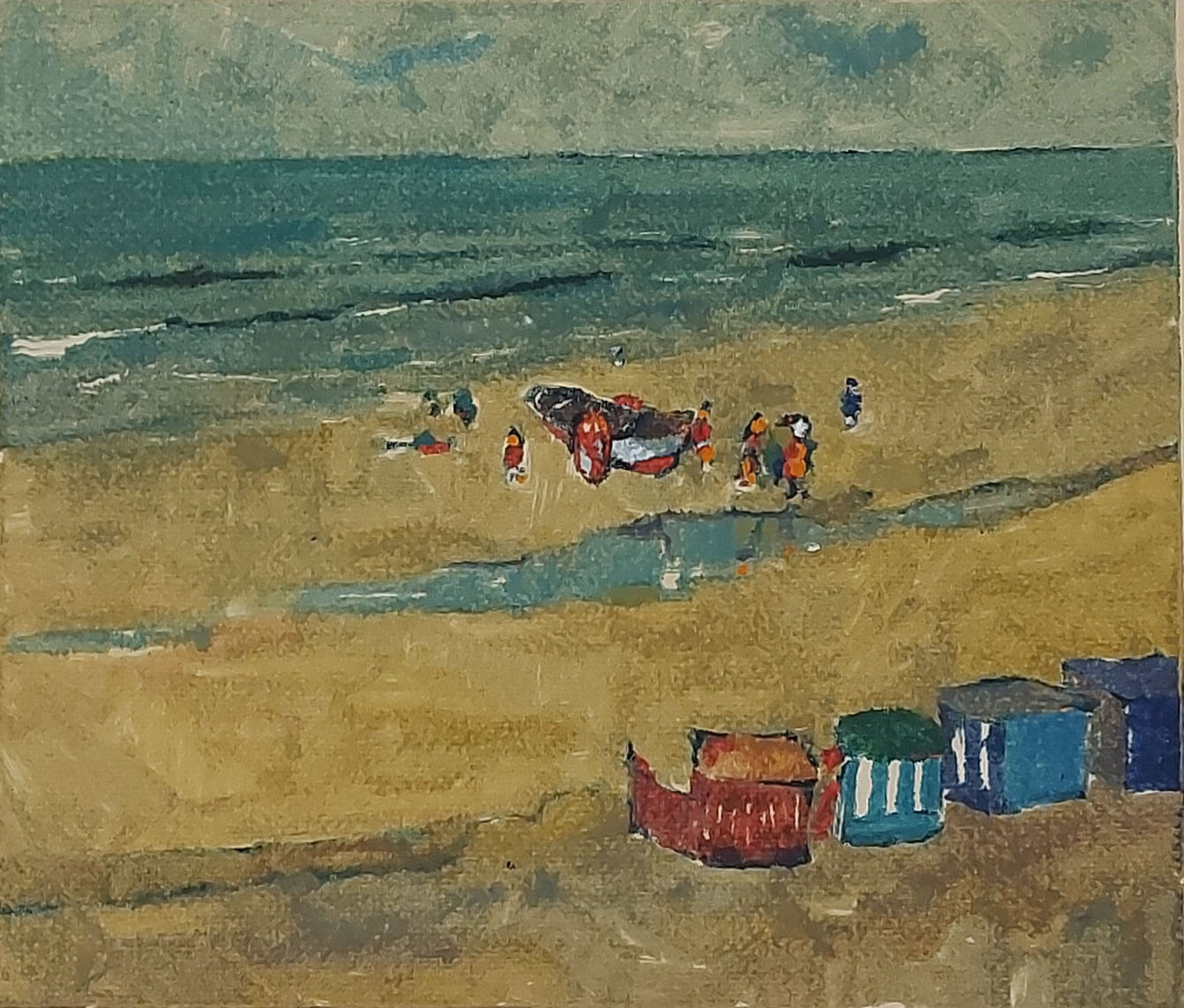 Monotype, mensen aan het strand