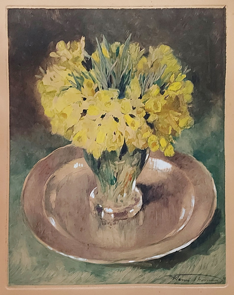 De Belgische kunstenaar Thomas Henry met een schilderij