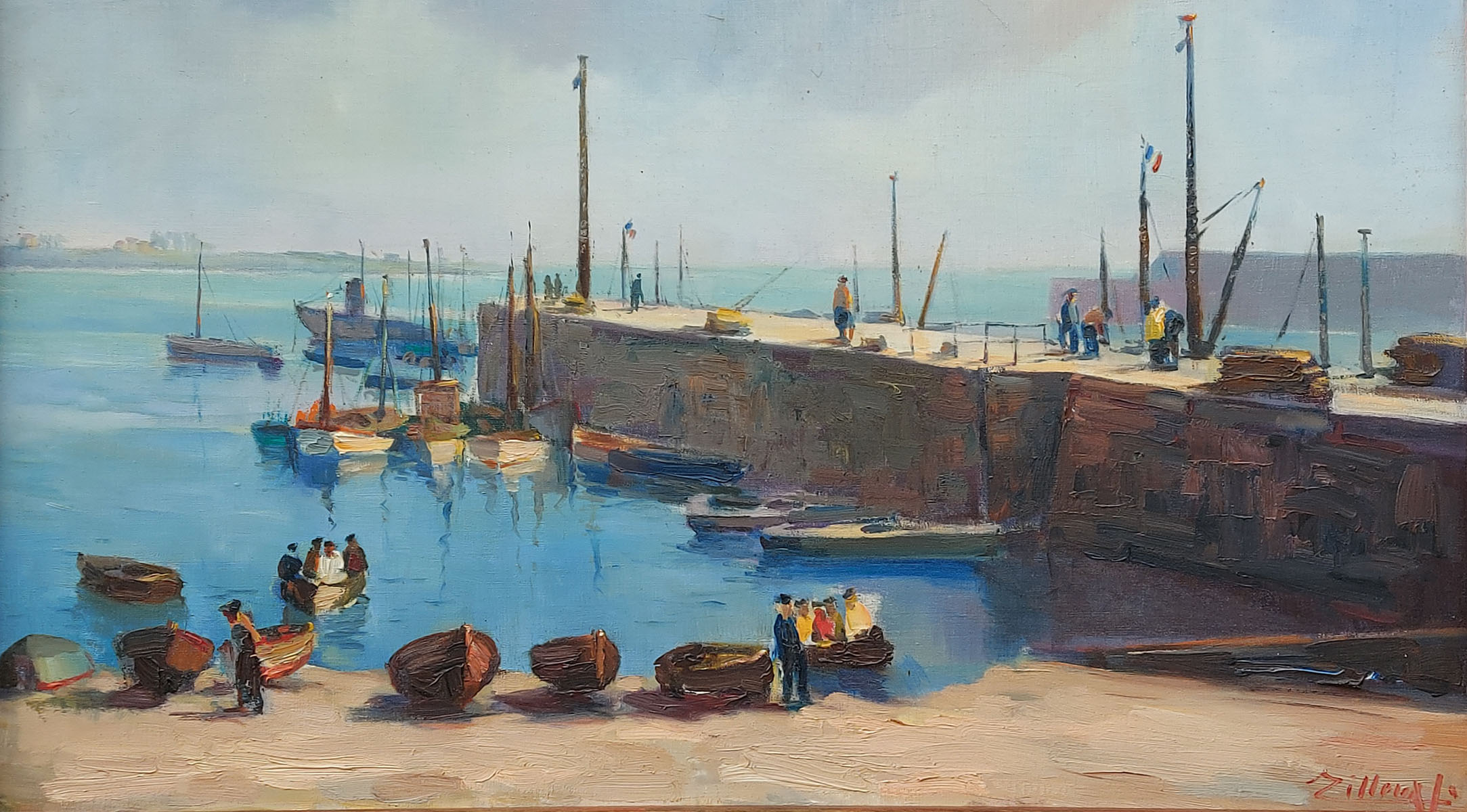Belgische kunst kopen, een zicht op een haventje in Bretagne