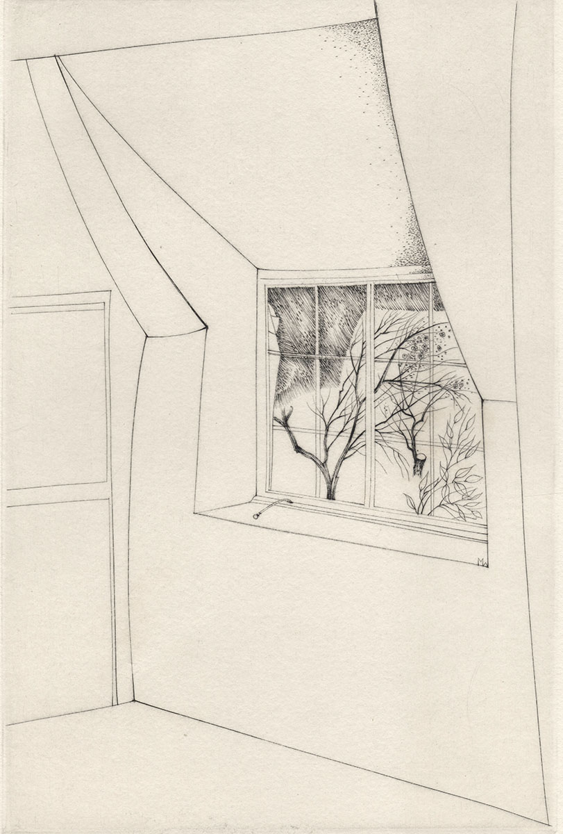 Margot Weemaes met een fijne ets