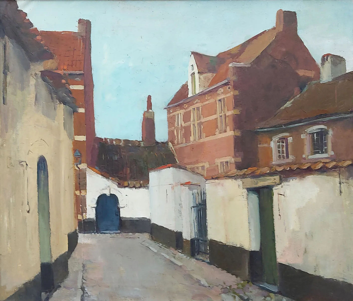 Painting by Jos Tilleux, view of the Lierse beguinage