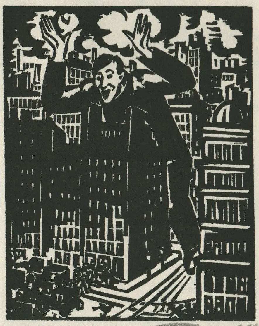 Gravure Originale Bois Gravé Frans Masereel – Tirape 1917 Sur Papier Teinté Anglais