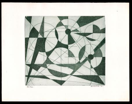 abstracte ets van L. Smets, Belgische graficus