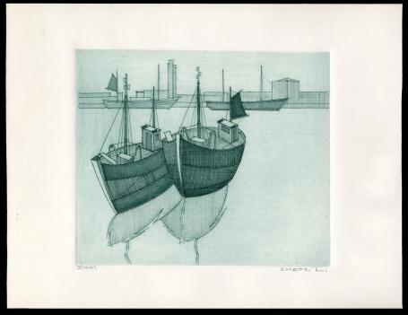 Kunstwerk op papier van de Belgische graficus Léon Smets