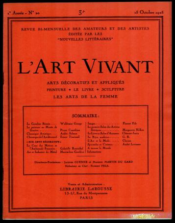 L'art vivant 1925 numéro 20