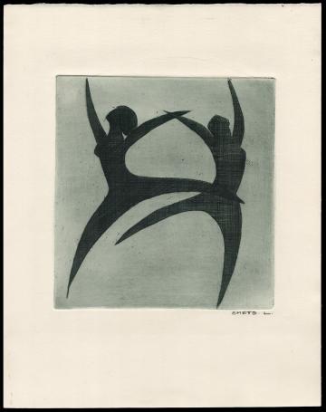Abstracte ets van de Mechelse kunstenaar Léon Smets