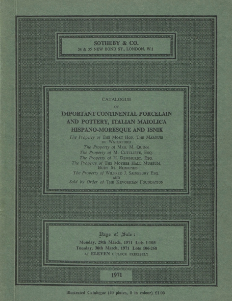 710. Important Continental Porcelain and Pottery, Italian Maiolica Hispano-Moresque and Isnik