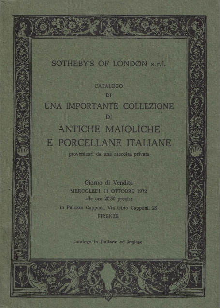 726. Una Importante Collezione di Antiche Maioliche e Porcellane Italine