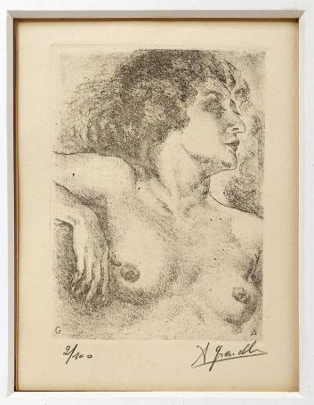 Belgische etser Arthur Greuell met een grafisch kunstwerkje